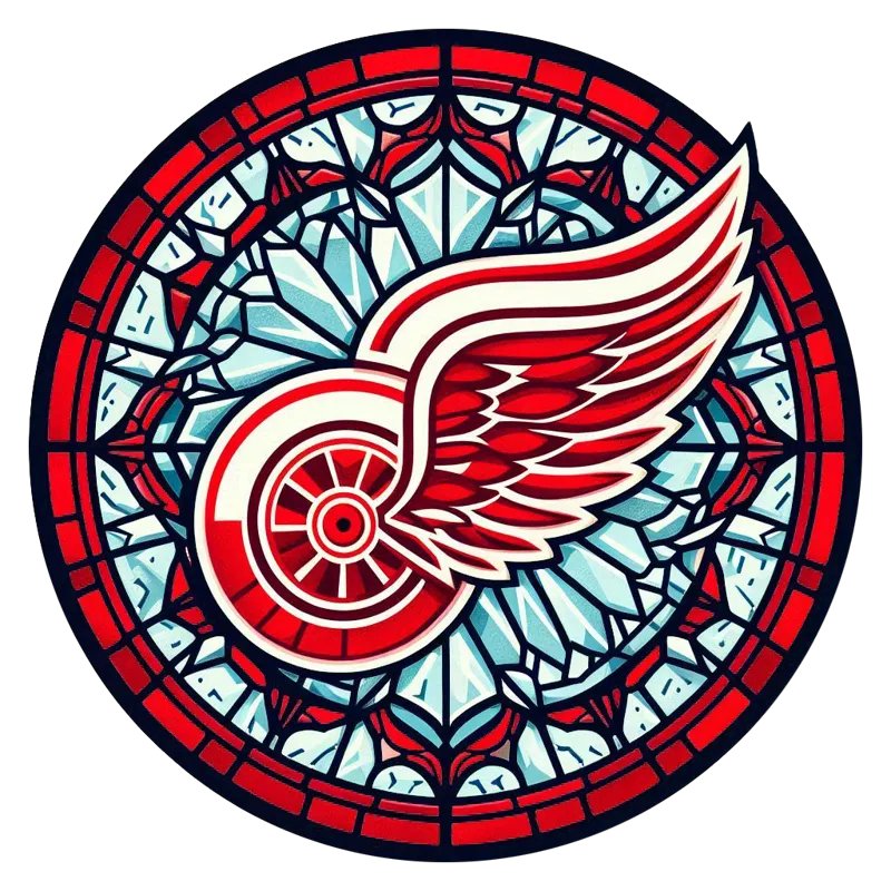 Stained Glass Red Wings Winged Wheel