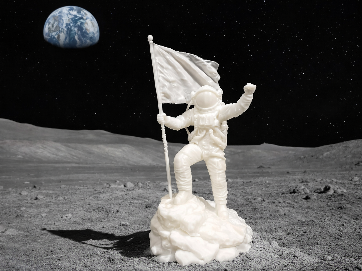 Astronaut on the Moon with Flag