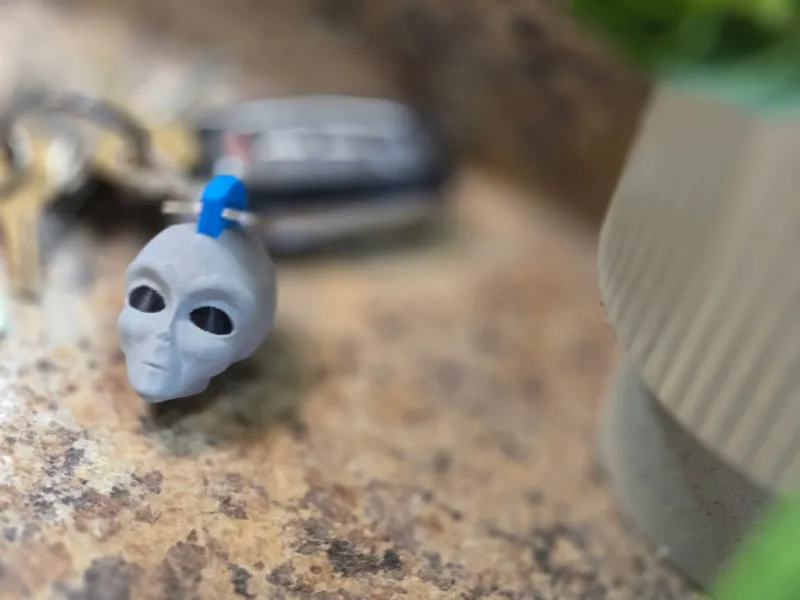 Grey Alien Keychain with Mohawk