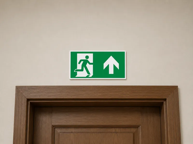 Notausgang: Pfeil nach unten
