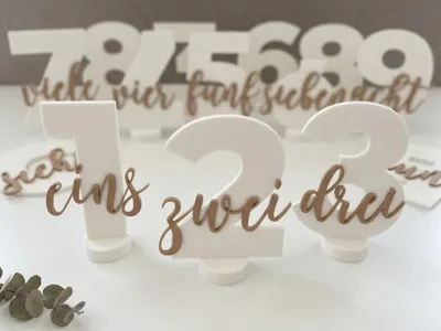 Modern Table Numbers 1-9 German