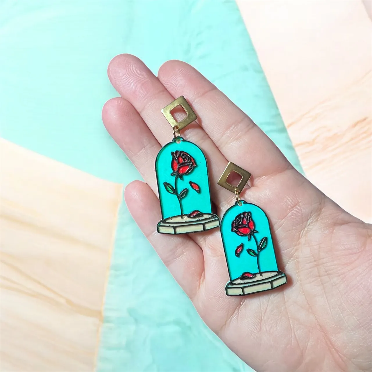 Pendientes rosa de cristal view 2