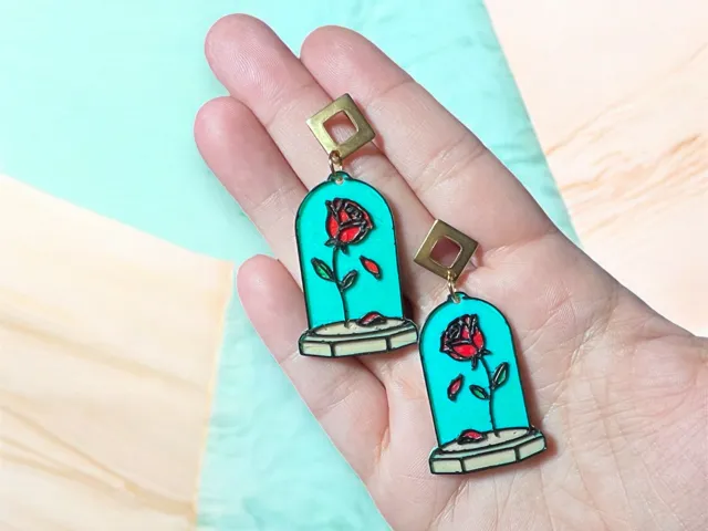 Pendientes rosa de cristal