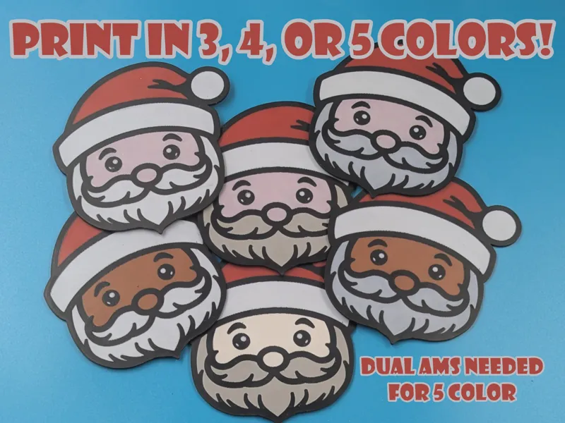 Santa Coasters - 3 to 5 Color Print Options
