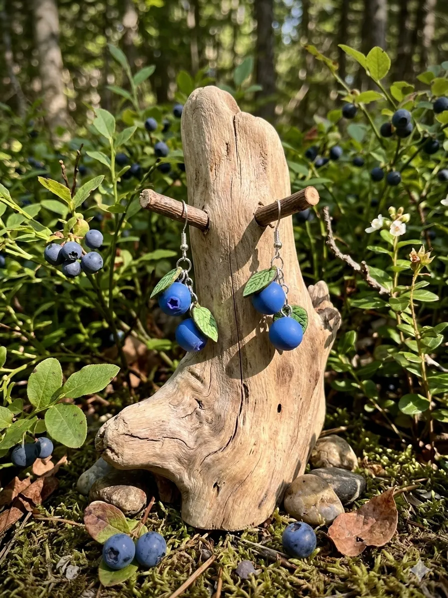 Delightful Blueberry Earrings (0.2mm Optimized) view 3