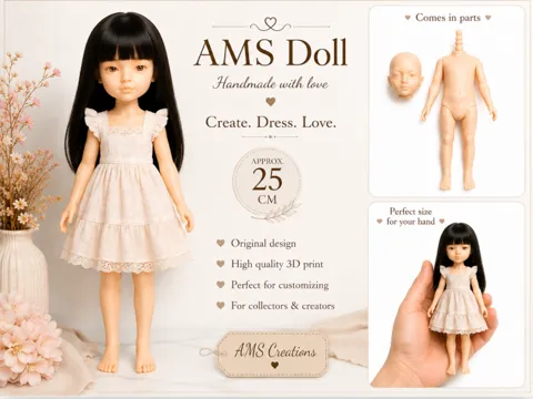 Accesorio para impresora 3D: AMS Doll – Customizable 3D Printable Doll — referencia de MakerWorld