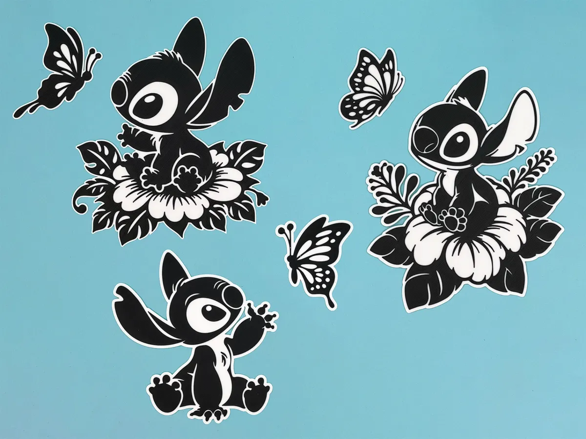 Baby Stitch & Butterfly No AMS 2D Wall Art Trio - Free 3D Print Model ...