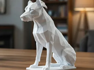 Ultra Low Poly Geometric Dog Sculpture