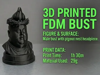 Man bust with pigeon nest - PERFECT PRINT