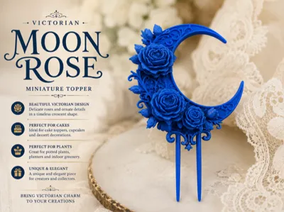 Victorian Moon Rose Cake & Plant Topper