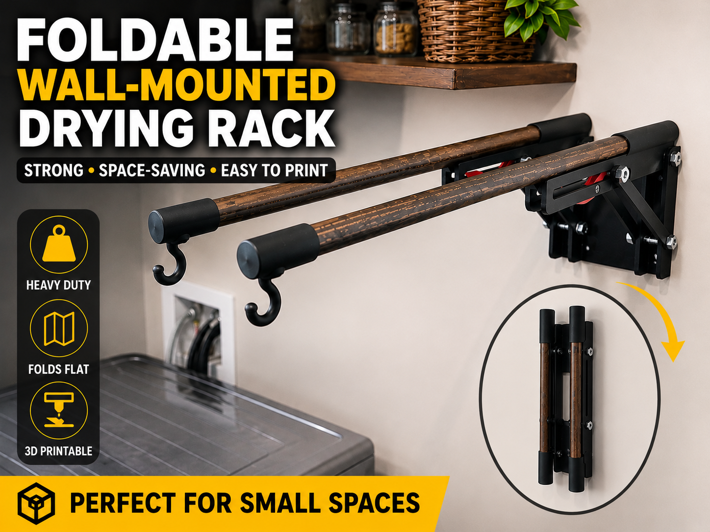 Foldable wall-mounted laundry drying rack