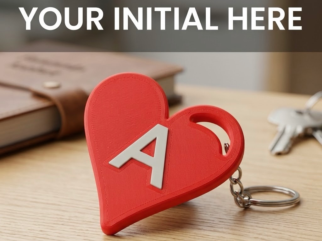 Customizable Initial Heart Keychain