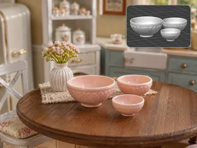 Dollhouse miniature model: tableware bowl #11