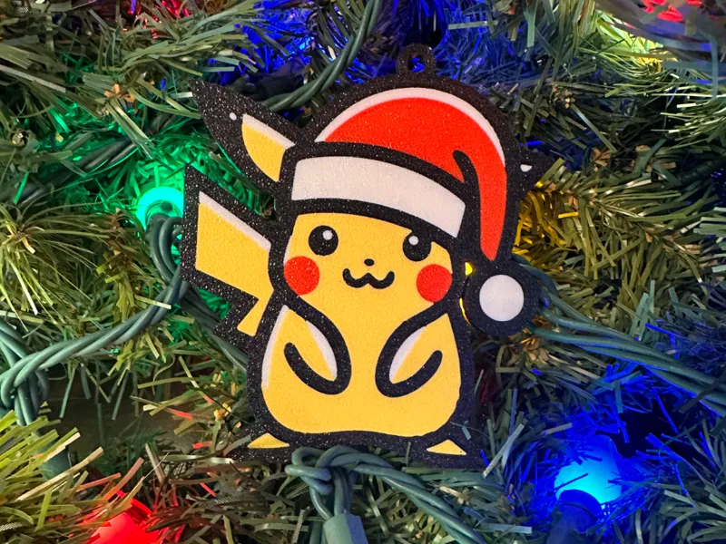 Pikachu in a Santa Hat Christmas Ornament