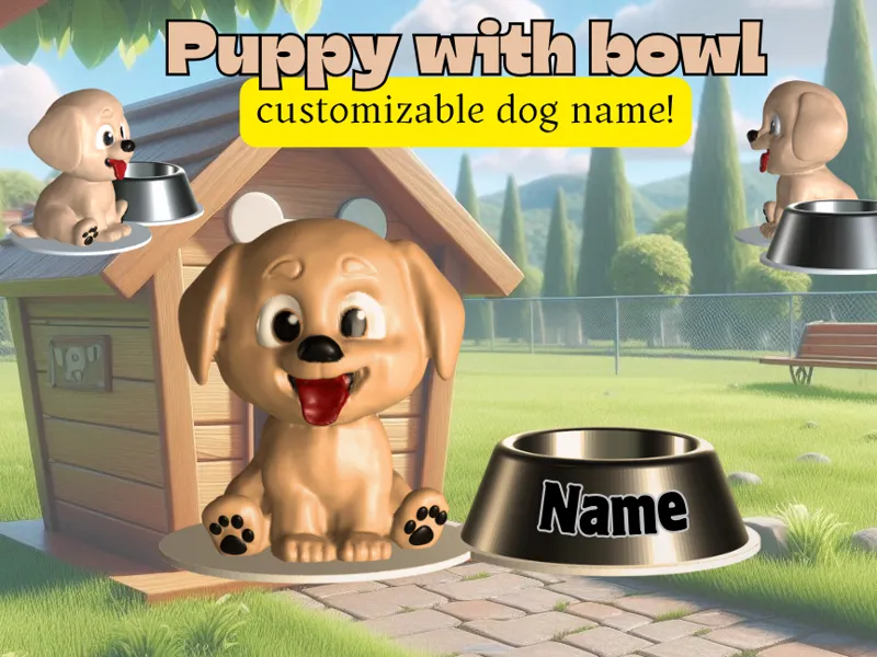 Puppy with bowl