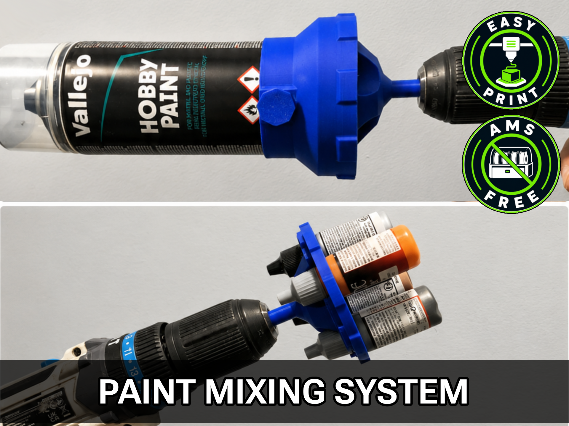 Drill-Powered Paint Mixing System - Vallejo / AP