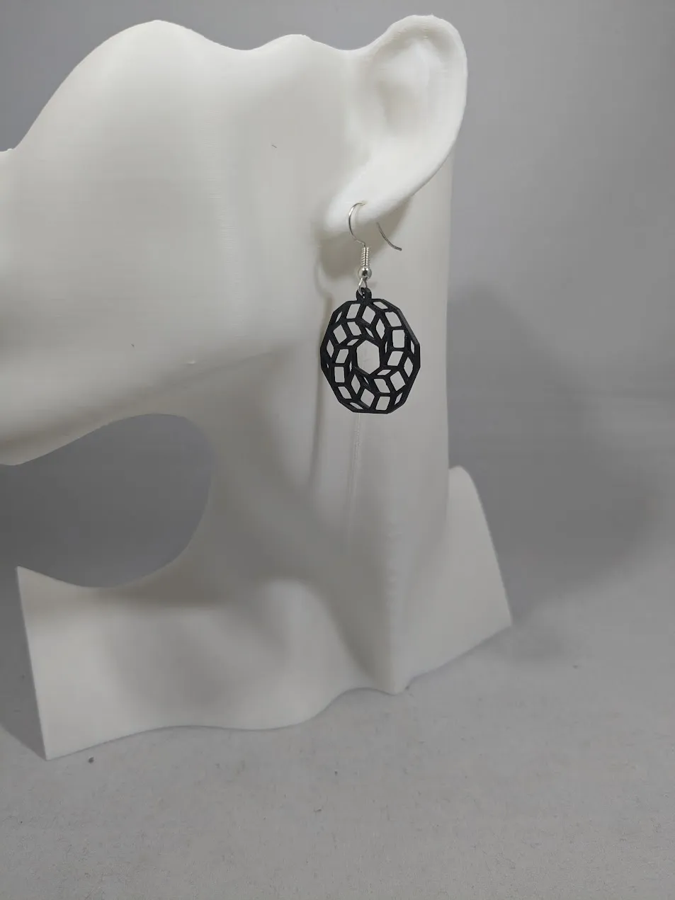 Abstract earrings - swirl circle view 3