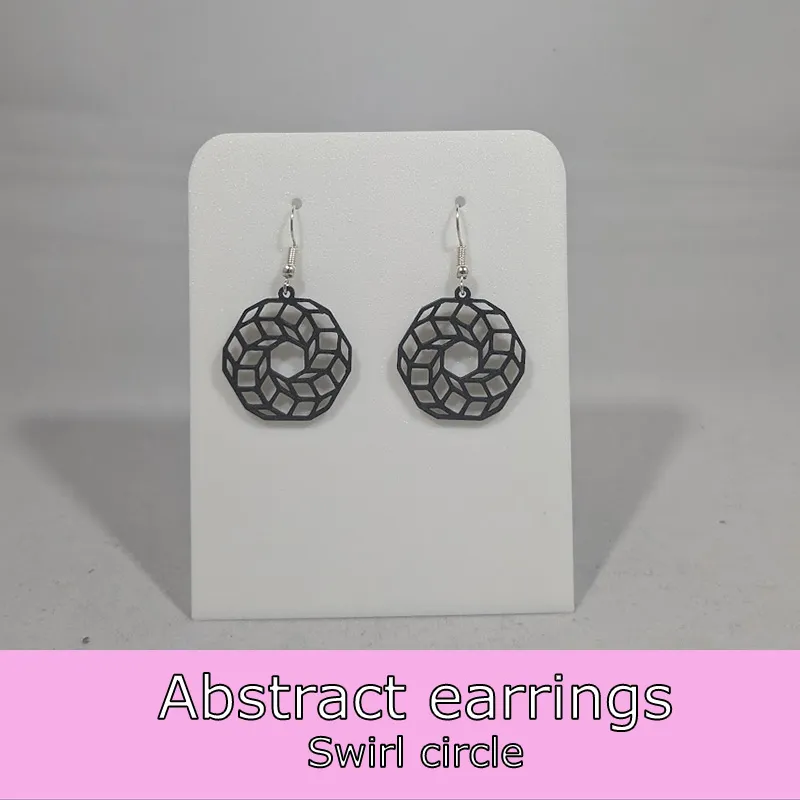 Abstract earrings - swirl circle view 2