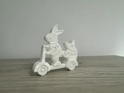 Easter bunny, bunny on scooter
