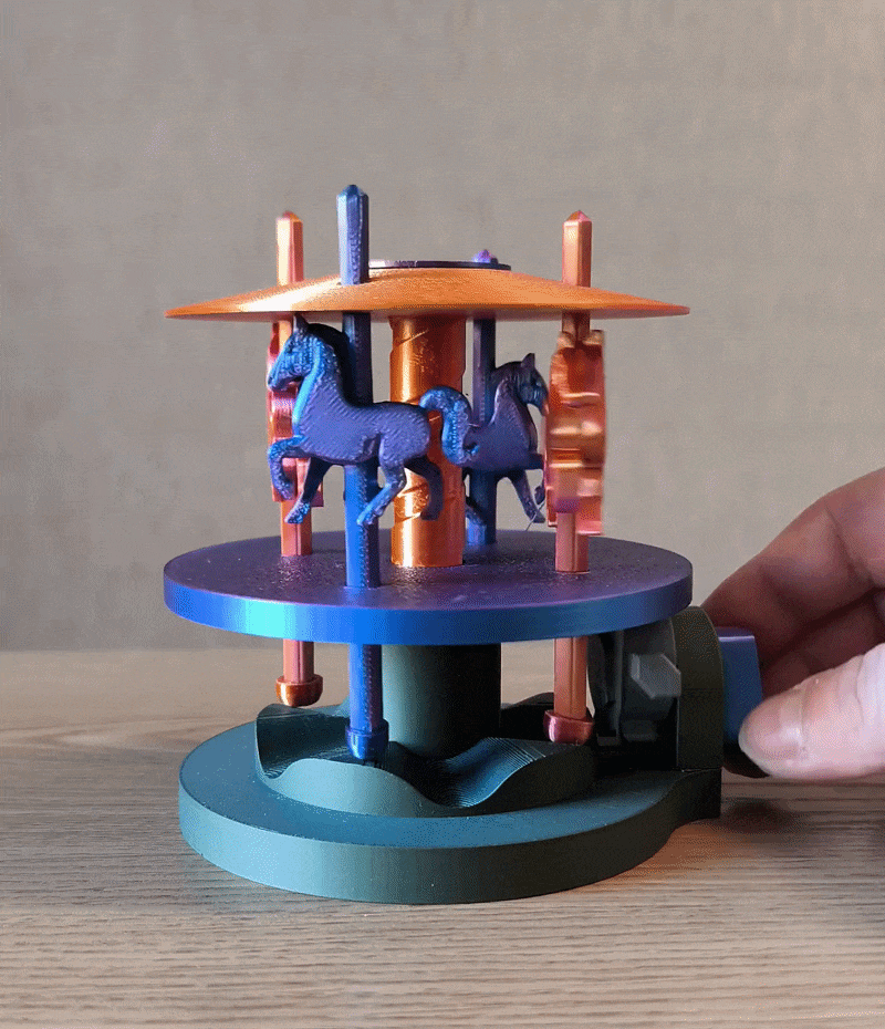 3Dプリント 動く馬の3Dプリントメリーゴーランド - 無料3Dモデル