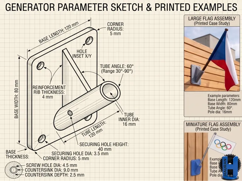 Parametric Wall-Mounted Flag Holder Generator