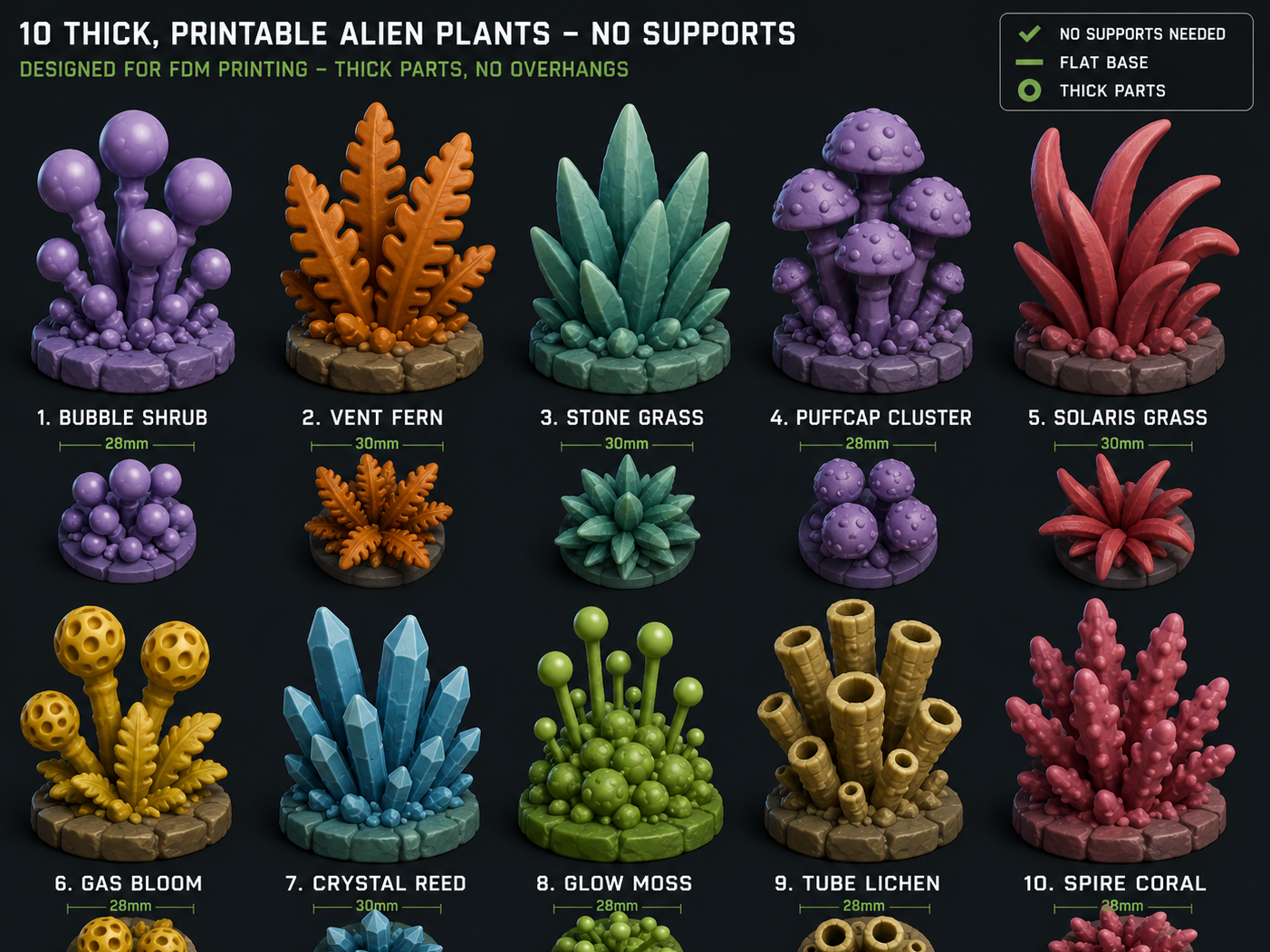 Alien plants for terrain on wargaming terrain 