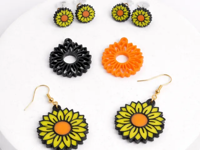 Sunflower Earrings (De pin y colgantes)