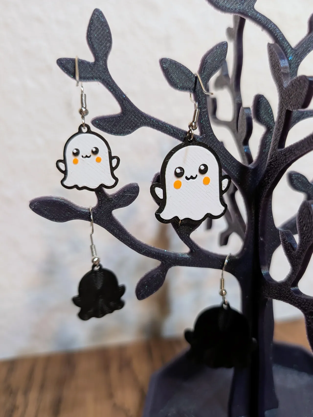 Cute Halloween Ghost Keychain & Earring - Layered! view 3