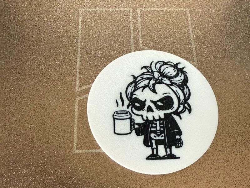 Funny coaster skeleton mother with coffee mug