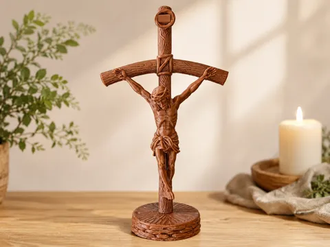 Figura decorativa: Scorzelli-Inspired Crucifix – Pope John Paul II — referencia de MakerWorld