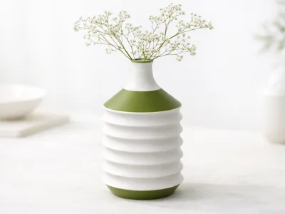 Olea Modern Vase - Ribbed Decorative Sculptural