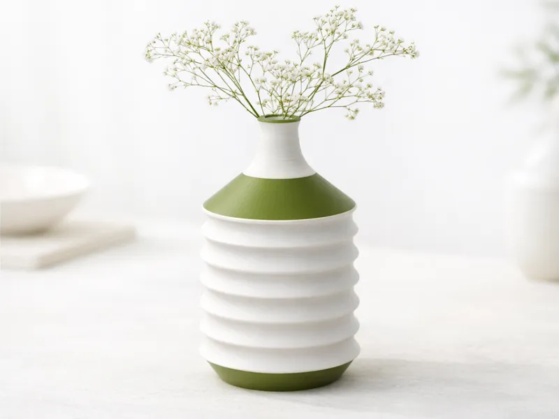 Olea Modern Vase - Ribbed Decorative Sculptural
