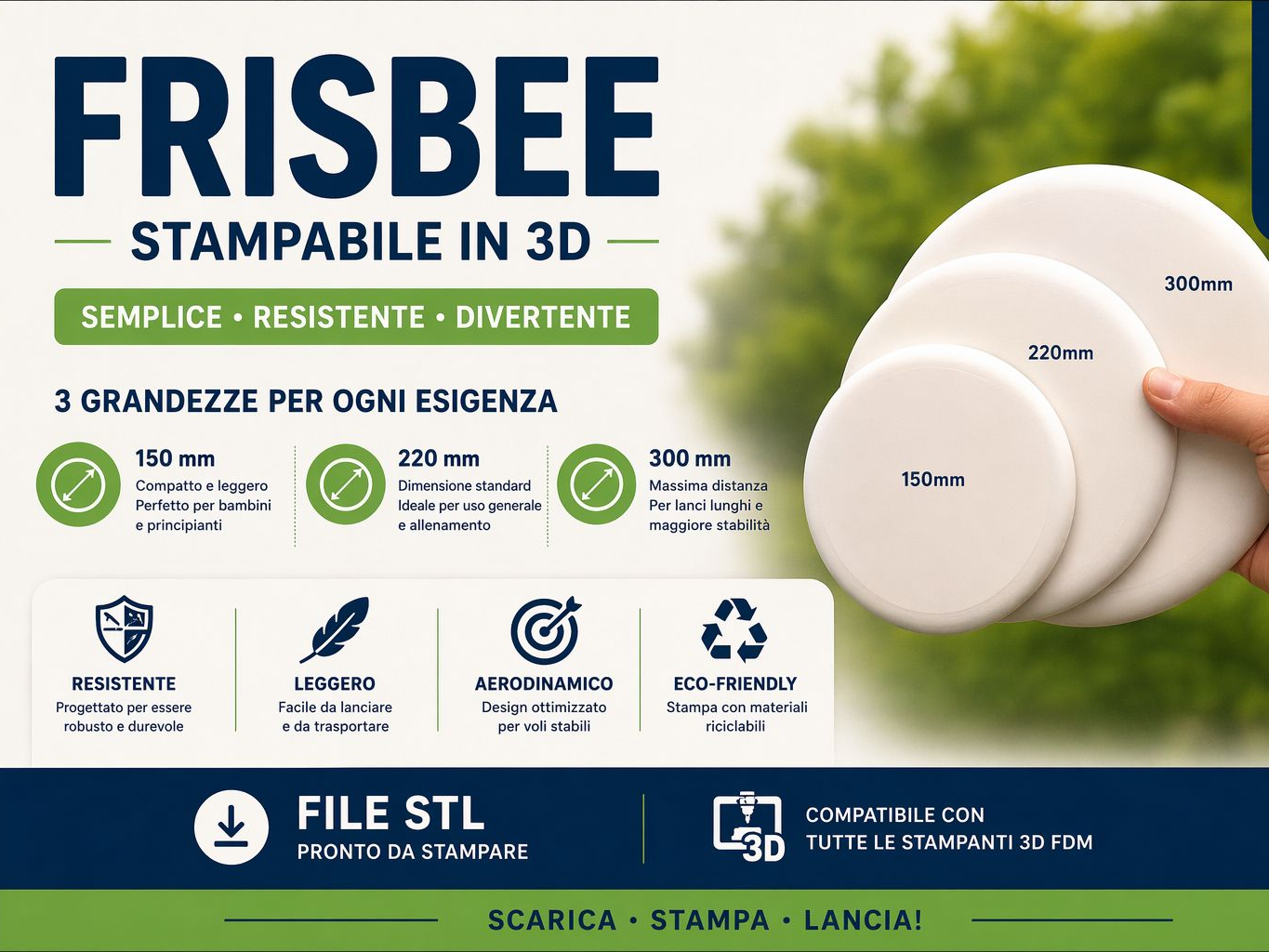 fresbee funzionante - 150 - 220 - 300 mm