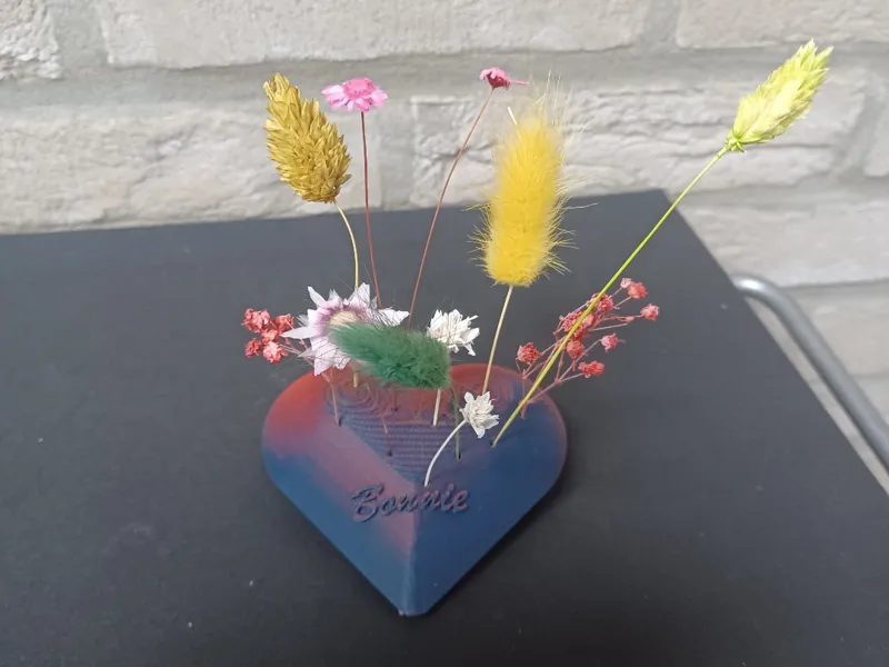 Heart shape vase for dried flowers