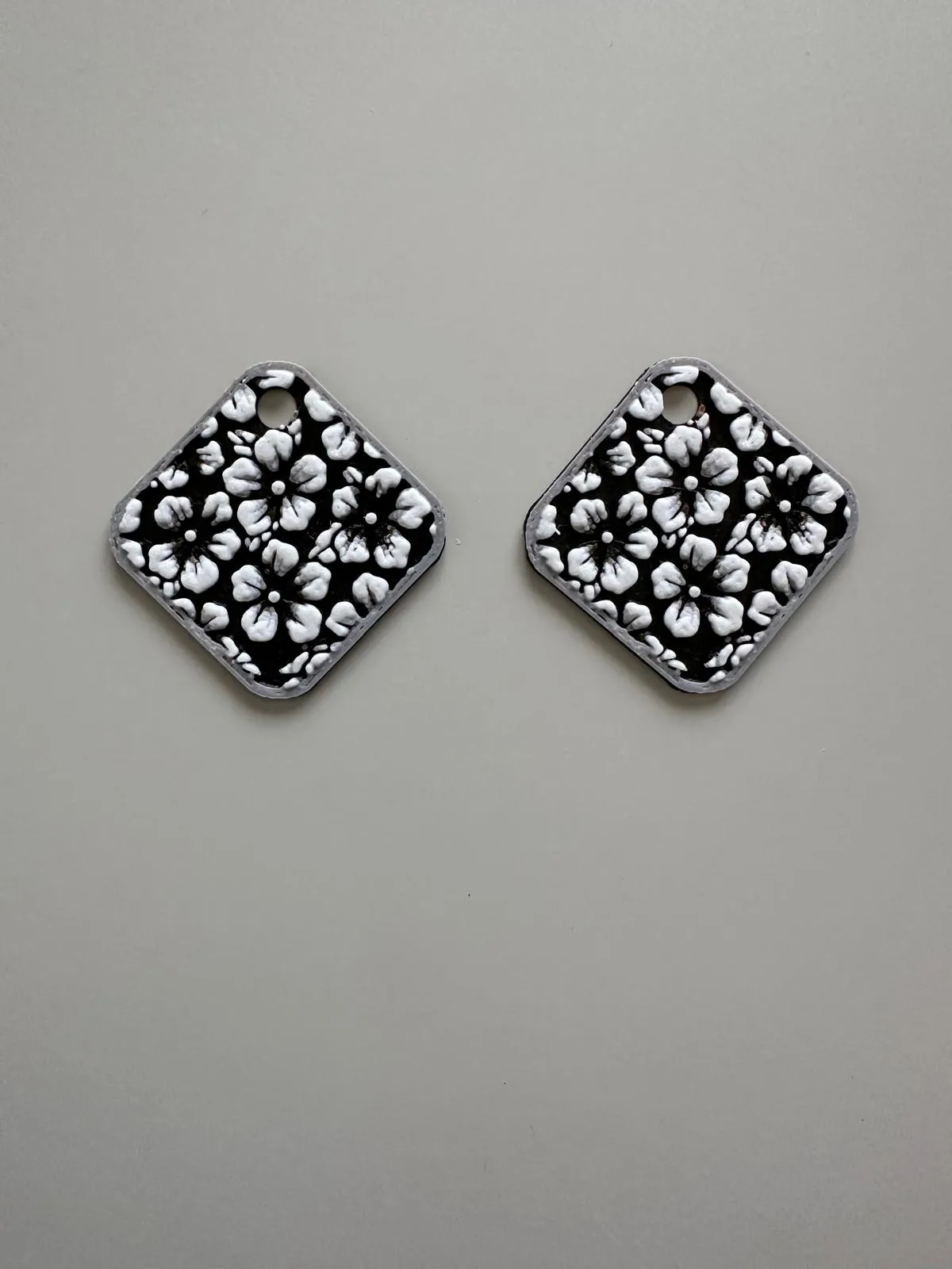Square Hueforge Flower Earrings view 3