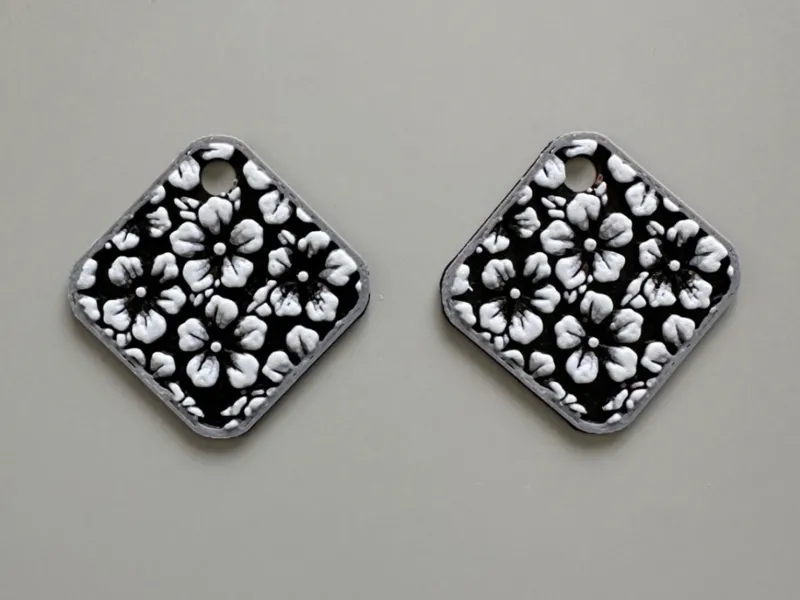Square Hueforge Flower Earrings