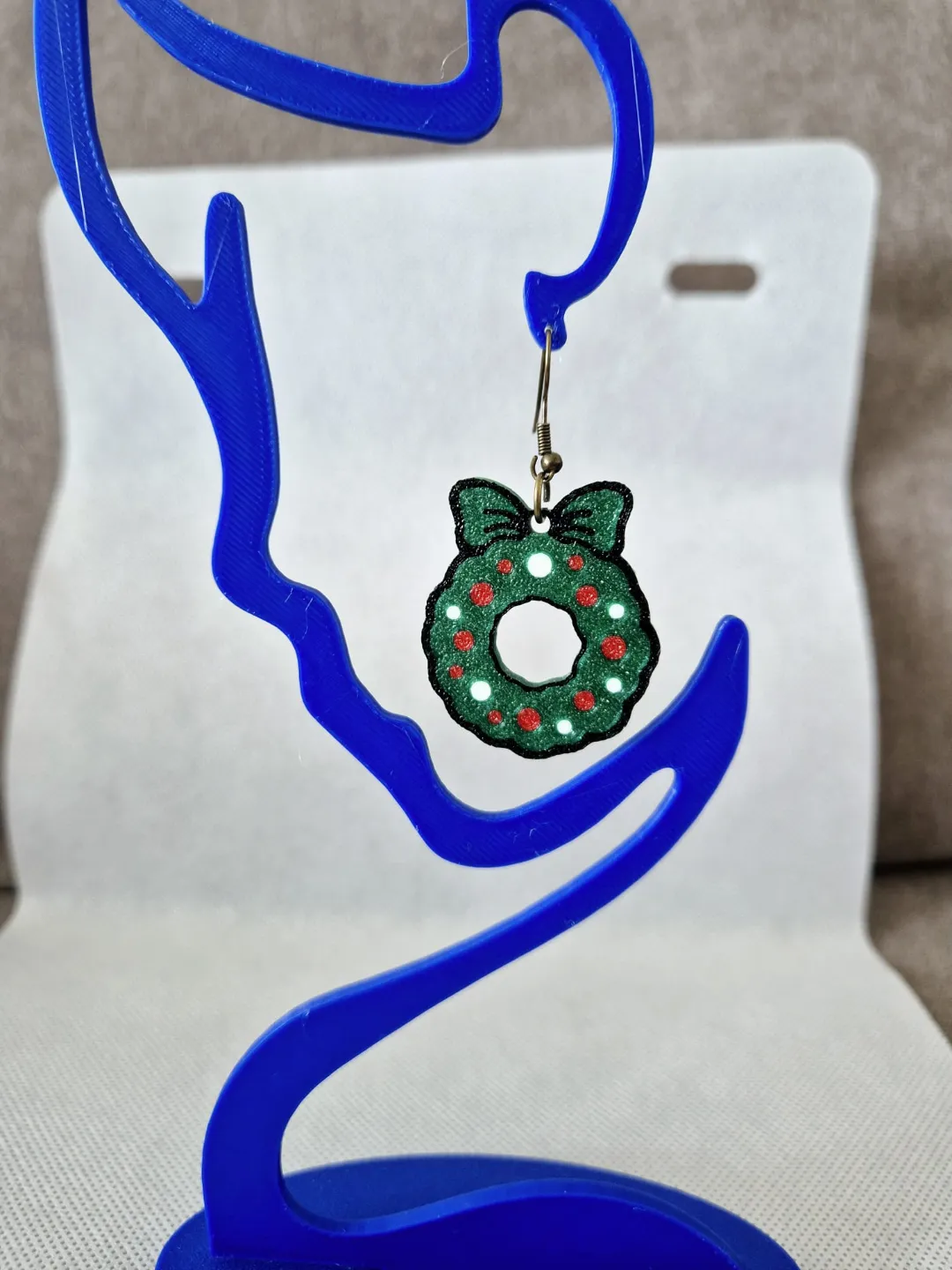 Multicolor Christmas Wreath Earrings view 2