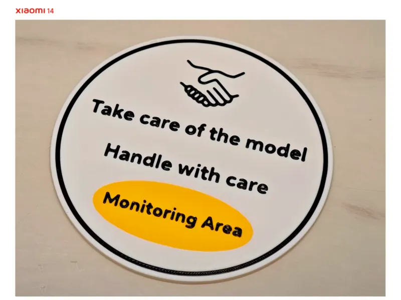 Take Care Of the Model Handle with care cctv Area
