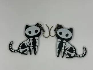 6g Spooky Skeleton Cat Earring Halloween