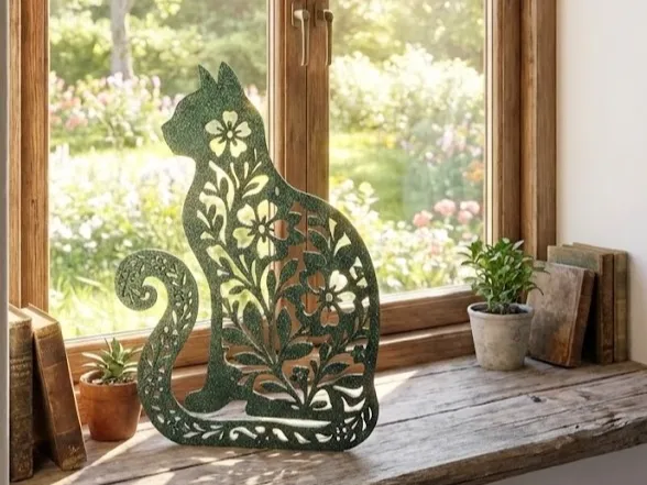 Chat décoratif à motifs floraux