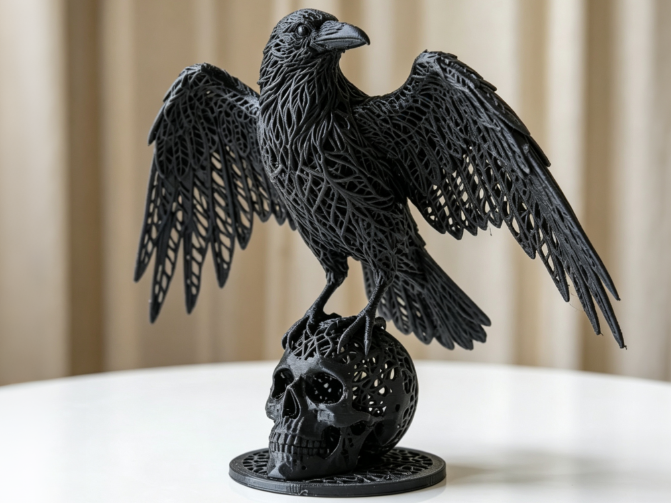 Raven Skull | Gothic Voronoi Sculpture - 1