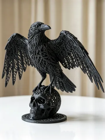 Figura decorativa: Raven Skull | Gothic Voronoi Sculpture — vista de referencia 2