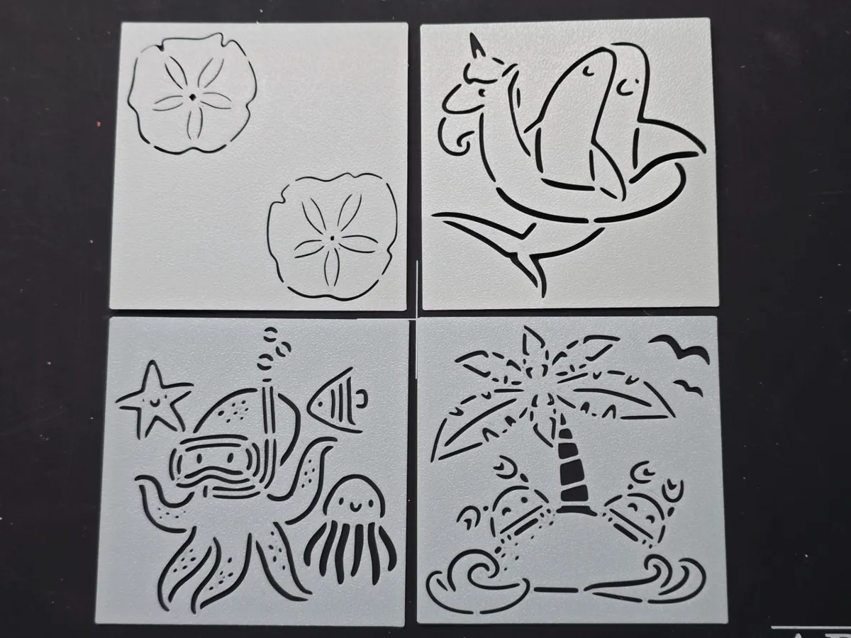 Ocean Palm Tree Stencil Template Octopus Craft - Free 3D Print Model ...