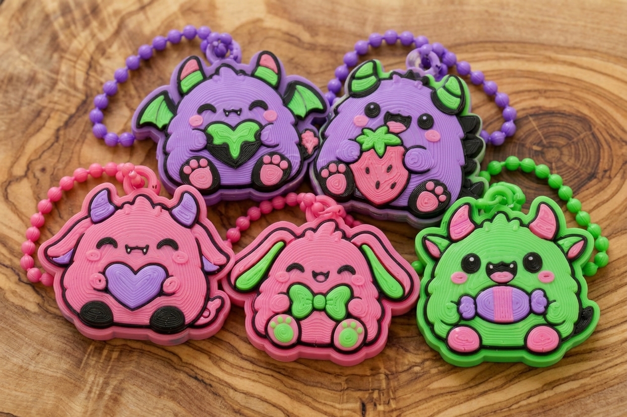 Monster Clicker Keychains - Free 3D Print Model - MakerWorld