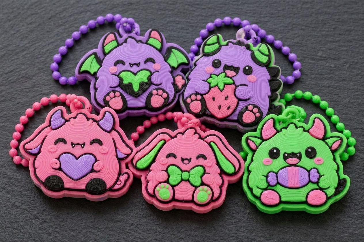 Monster Clicker Keychains - Free 3D Print Model - MakerWorld