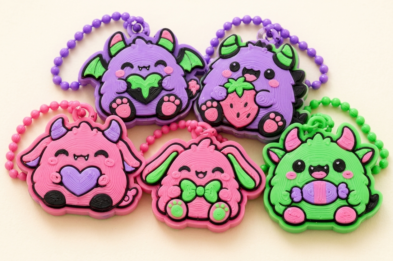 Monster Clicker Keychains - Free 3D Print Model - MakerWorld