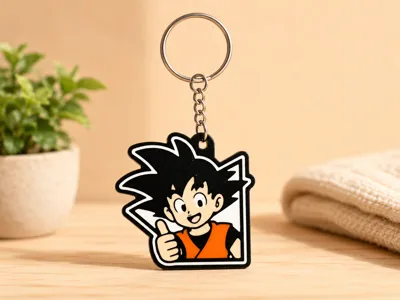 Goku Fan Art Keychain – Thumbs Up Pose