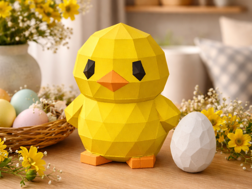 Easter Low-Poly Chick – Cute 3D-Printed Decoration