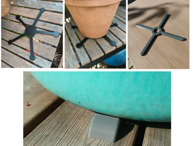 Pot risers / floor protectors. Three types