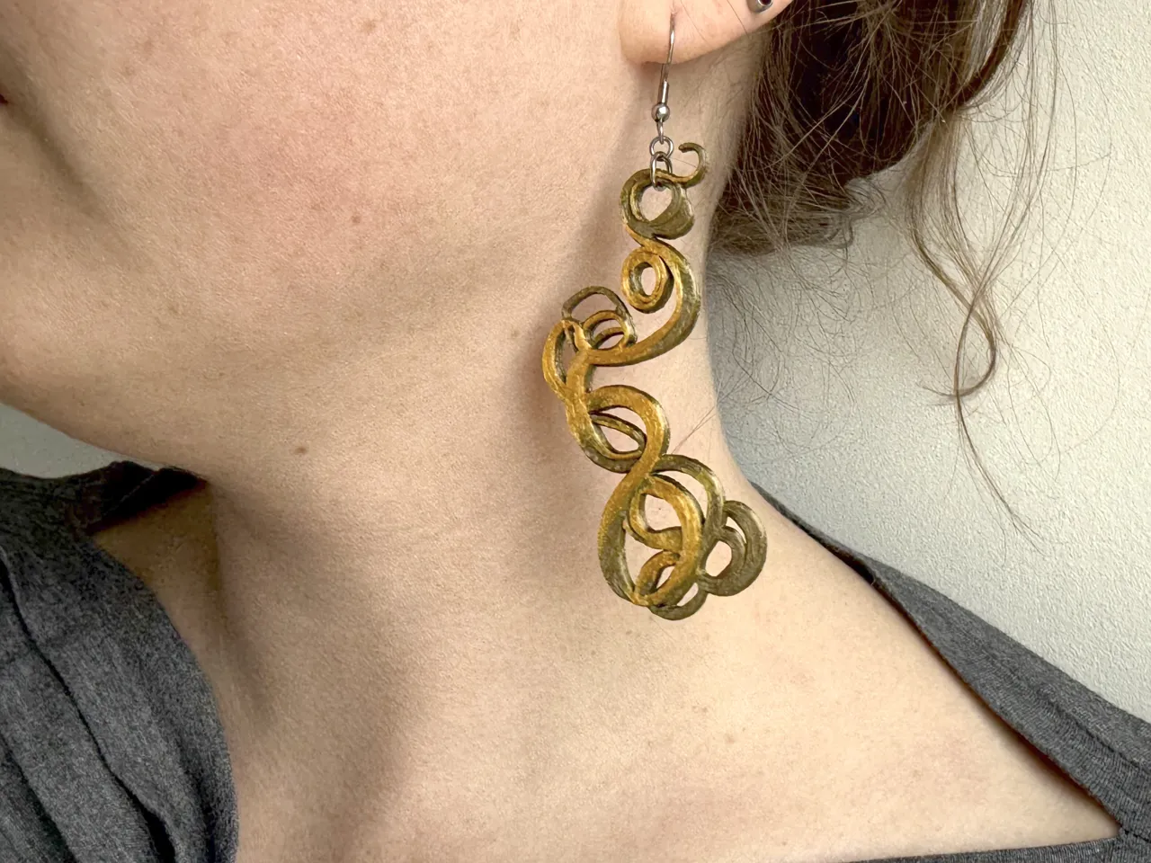 Dangle Swirl Filigree Earrings view 3